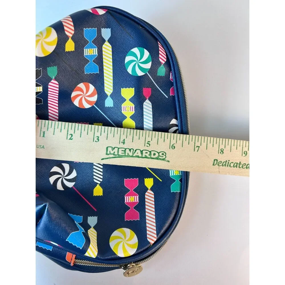 Dabney Lee NWOT Navy Multicolor Candy Print Zip Top Cosmetic Bag